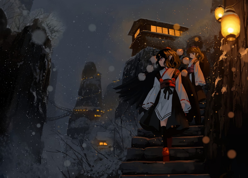 1080P, Aya Shameimaru, Hatate Himekaidou, Touhou, Anime