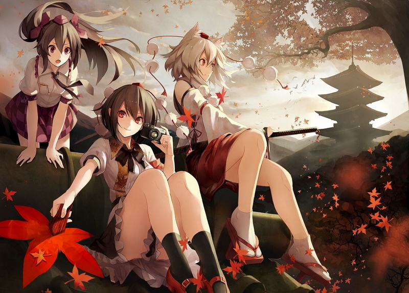 shameimaru aya touhou camera animal ears himekaidou hatate inubashiri momiji sexy anime, art and craft, digital composite, clothing, people, religion, beauty in nature