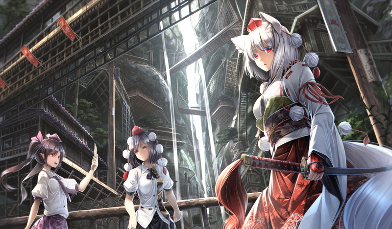 Momiji Inubashiri, Touhou, Hatate Himekaidou, Aya Shameimaru, Anime, 1080P