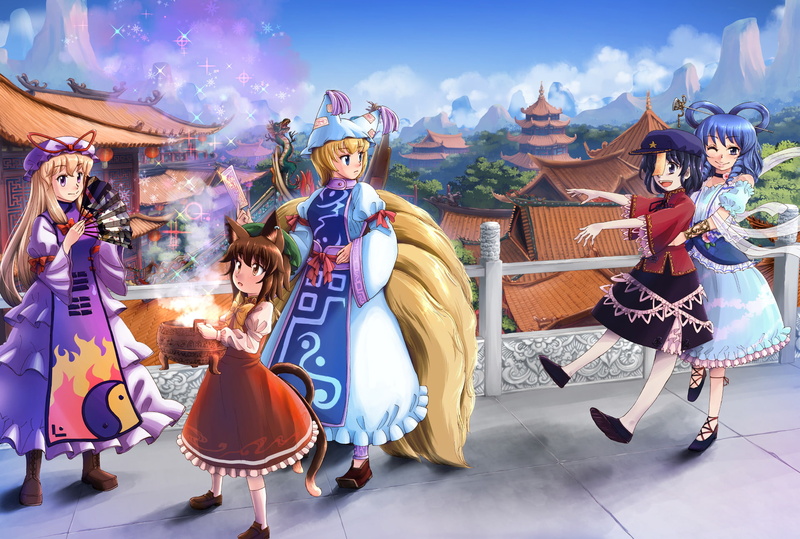 Chen (Touhou), Ran Yakumo, Anime, Yoshika Miyako, Yukari Yakumo, Seiga Kaku, 720P, Touhou