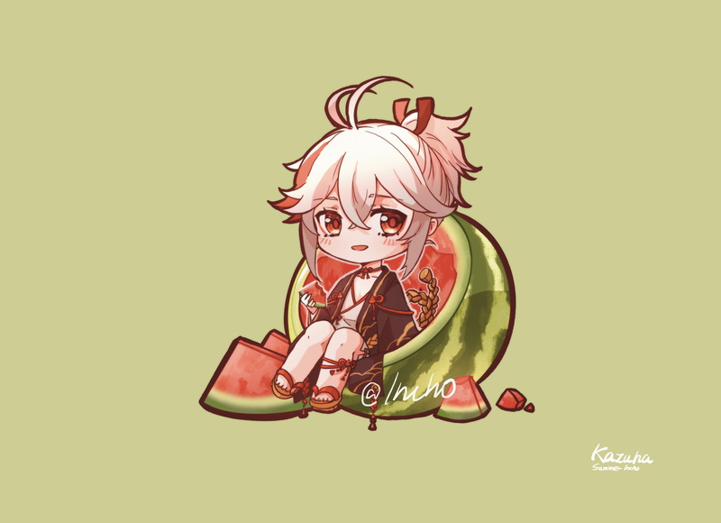 Kaedehara Kazuha(Genshin Impact), 5K, Genshin Impact, watermelons