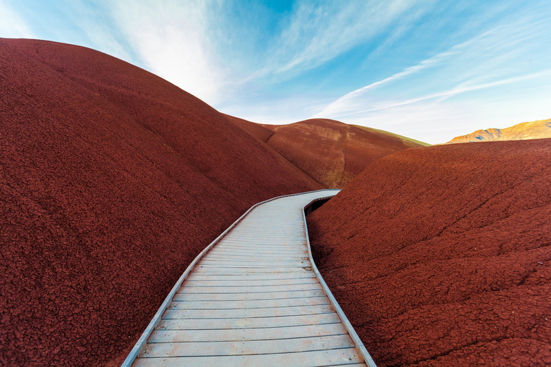 middle, stairway, hills, scenics - nature, climate, boardwalk, wooden, trail, hill, tranquility, brown, drought, 5K, landscape, mountain range, no people