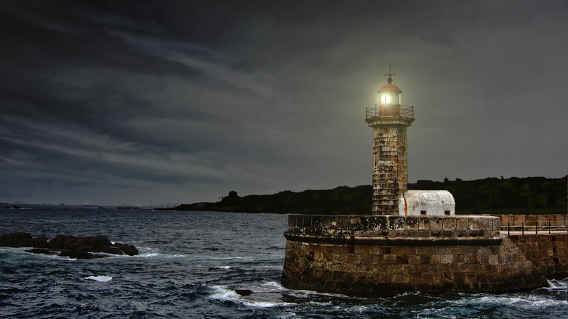 building, coastline, blue, white, brown, built structure, tower, waves, 1080P, land, shore, gray, portugal, outdoors, night, coast, frame, nature, beach