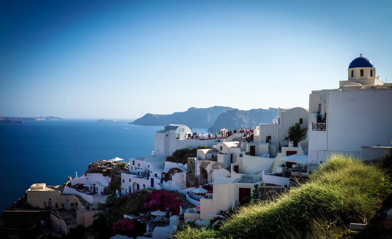 greek, travel destinations, aegean, clear sky, oia, cityscape, land, water, beautiful, nature, beauty, residential district, city, summer, white, 4K, near