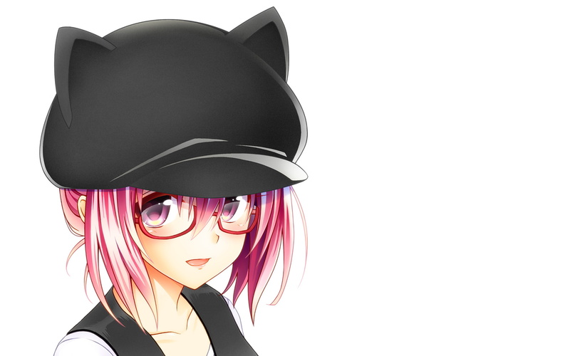 white background, human body part, To Love-Ru: Darkness, beautiful woman, women, Momo Velia Deviluke, portrait, hat, fashion, Anime, studio shot, glasses