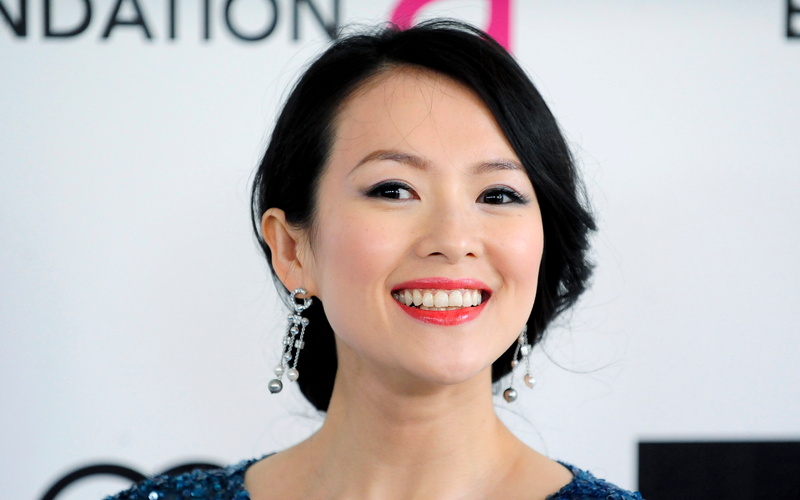 black hair, one person, make-up, 2K, adult, young adult, beautiful woman, cheerful, hairstyle, looking at camera, emotion, zhang ziyi, happiness, portrait