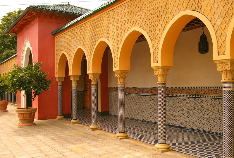colonnade, arches, Oriental, oriental tiles, Ornament, artfully, religion, spirituality, columnar, Garden, building exterior, day, belief, the past, architecture