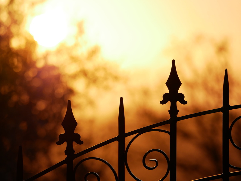 boundary, sky, safety, nature, no person, fence, metal, wrought iron, 4K, built structure, barrier, religion, closing, no people, silhouette, protection
