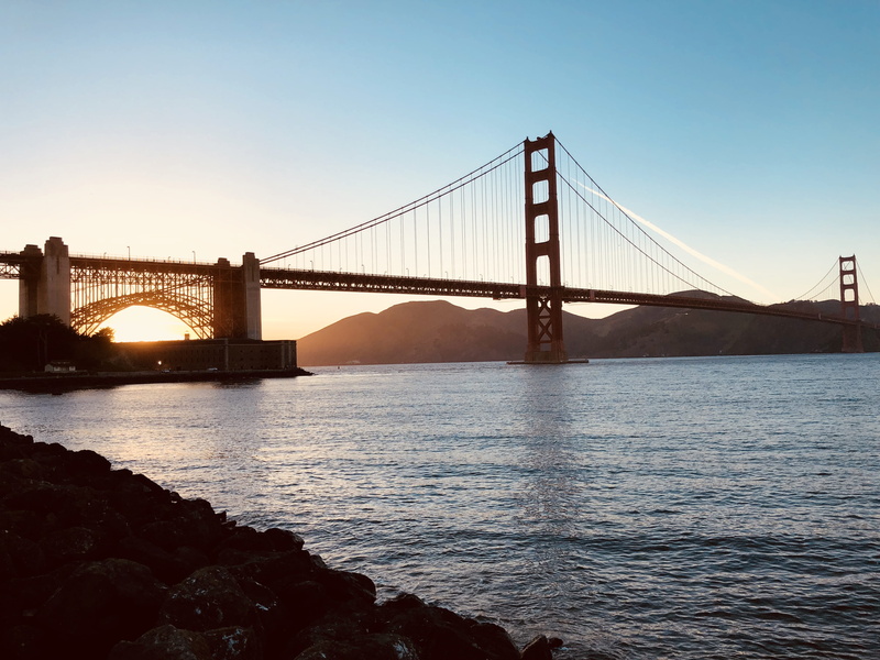 travel, sunrise, travel destinations, long, san francisco, golden, california, mountain, united states, dawn, bridge, building, architecture, 4K, blue