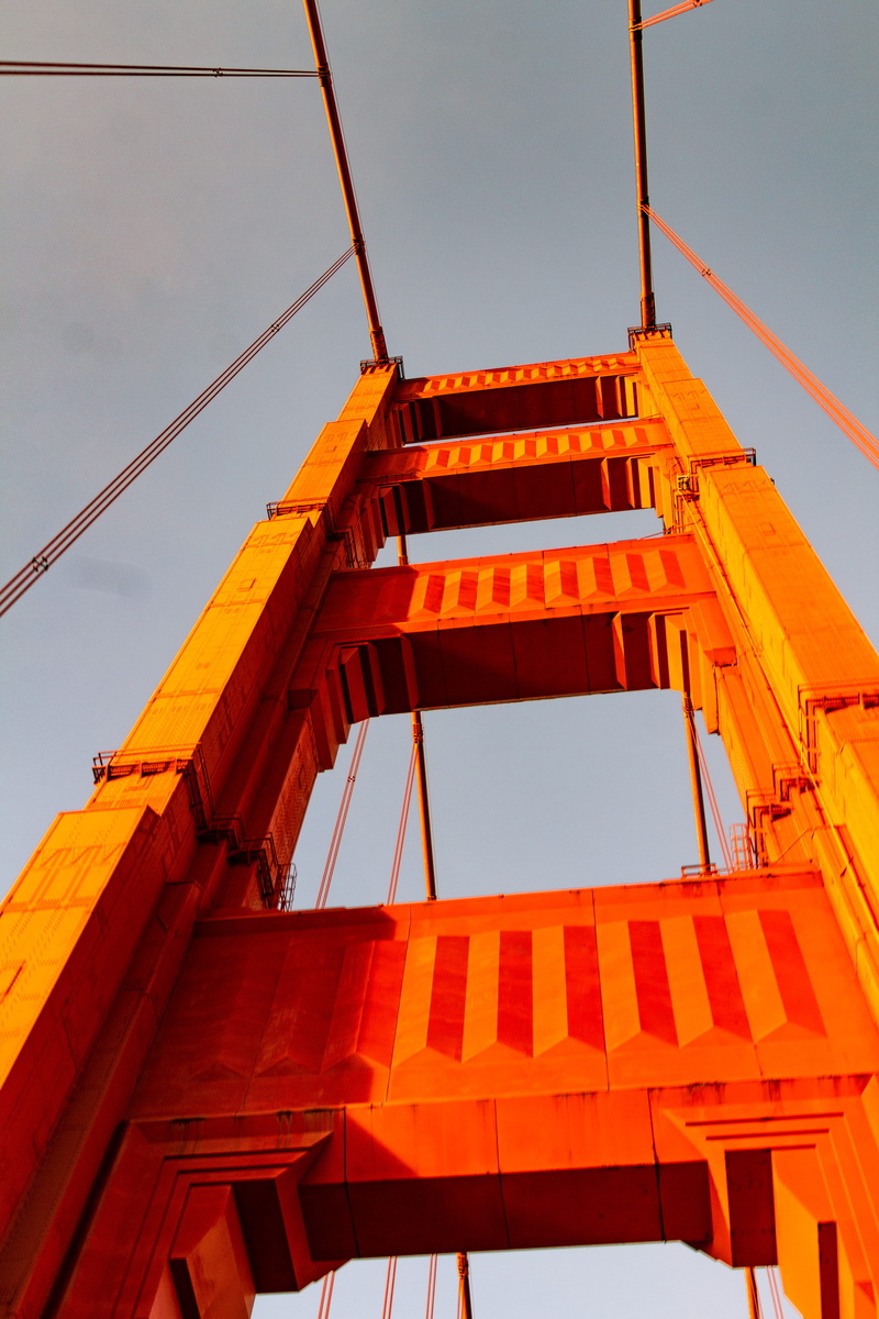 California, Suspension, SF, Orange, industry, architecture, orange color, red, Perspective, 5K, outdoors, San Francisco, Bay Area, built structure, building