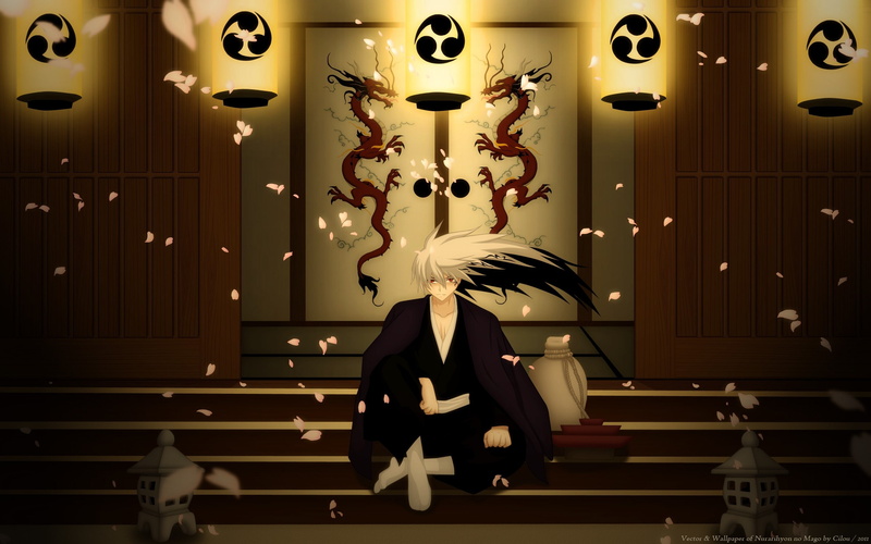 anime, sitting, lantern, Nurarihyon no Mago, Nura Rikuo, anime boys, 2K