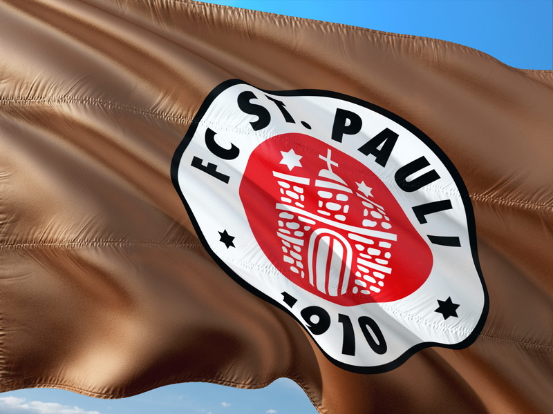 indoors, textile, bundesliga, 4K, sign, pattern, fc st pauli, flag, football, close-up, badge, red, day, contemplation, studio shot, text, logo, 2, label