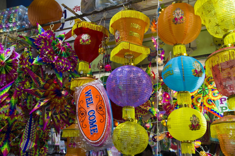 non-western script, low angle view, diwali, lighting equipment, celebration, decoration, chinese lantern, day, event, celebrations, large group of objects