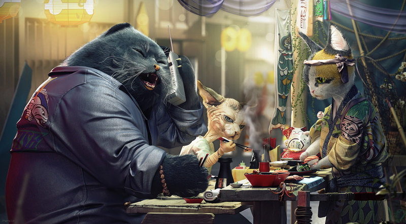 Japanese, Anthro, cat, 4K