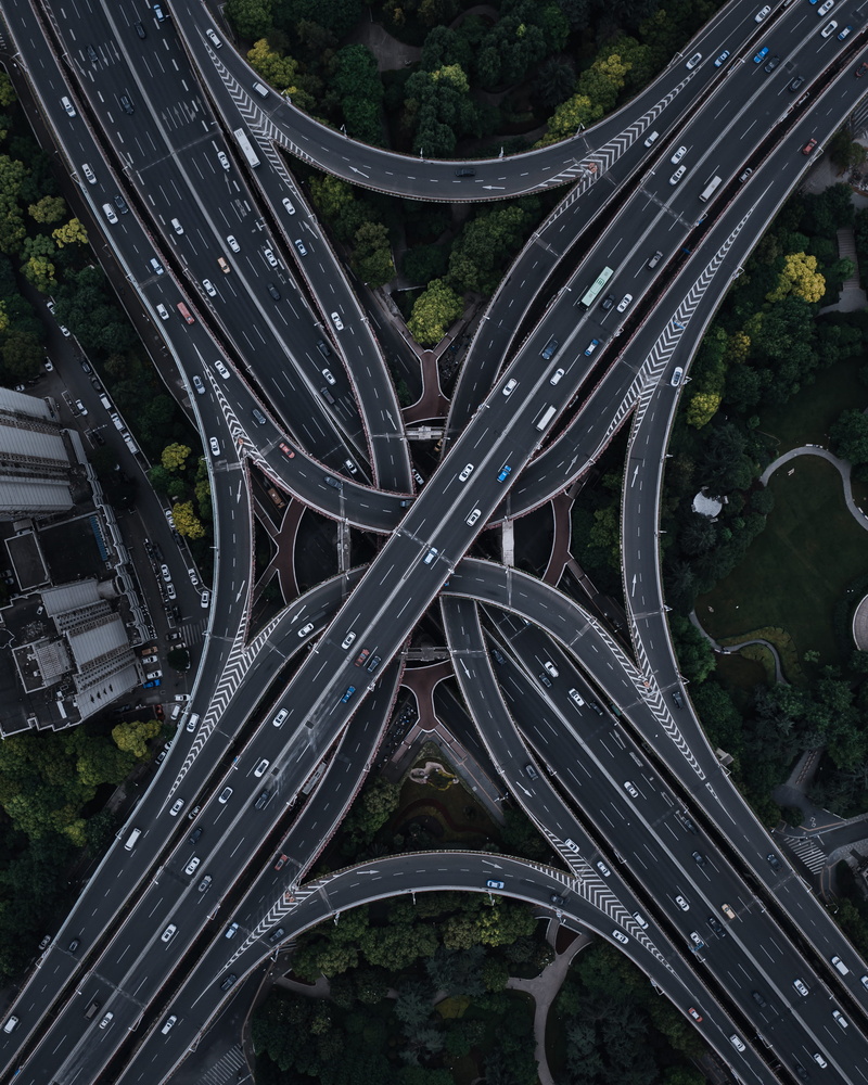 plant, shanghai, complexity, architecture, scenery, transportation, yiranding, way, panoramic, highway, nature, road, city, woodland, aerial view, outdoors