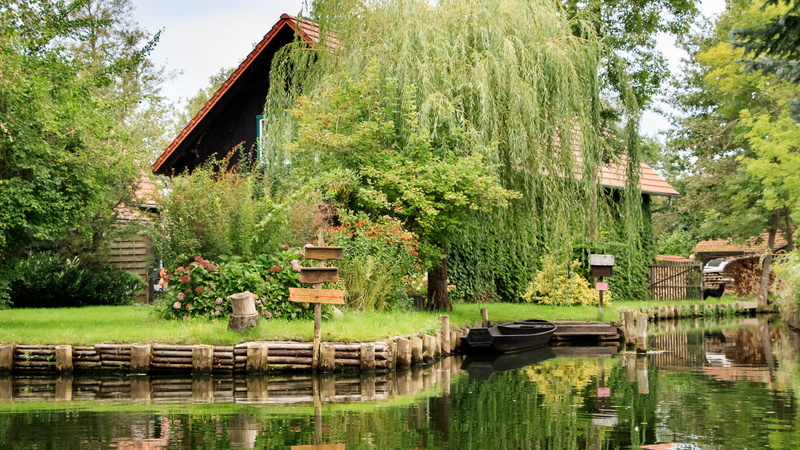 architecture, building, spree, reflection, forest, spreewald, landscape, house, kahn, plant, no people, 5K, depth, beauty in nature, green color, nature