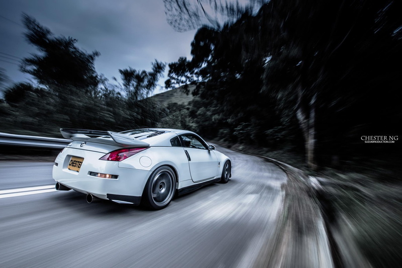 350, forest, 1080P, 350z, road, white car, spoiler, tuning, Nissan, the white car, Chester ng, speed