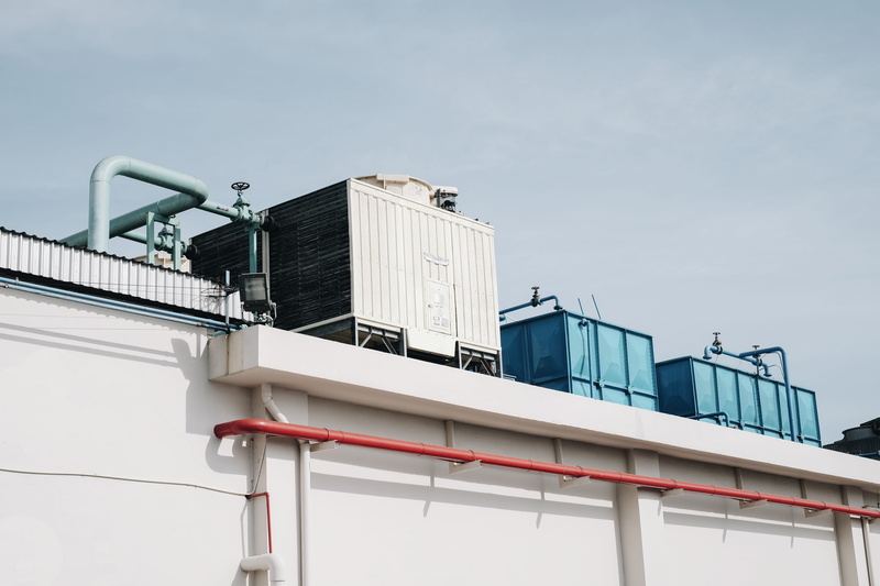 white, clear sky, pipe, building, metal, low angle view, industry, office building, office, indonesia, 4K, structure, geometric, handrail, banister, container