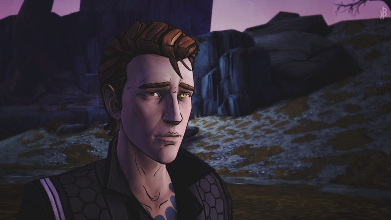 rock, looking, leisure activity, headshot, young adult, one person, tales from the borderlands, real people, solid, video games, day, focus on foreground