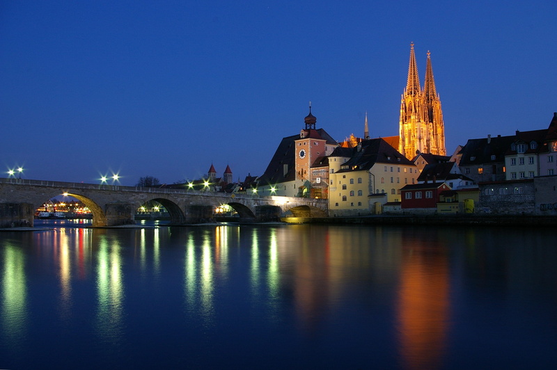 tower, regensburg, gray, urban, buildings, building, concrete, bridge - man made structure, spirituality, architecture, no people, religion, water, near