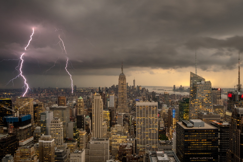 office building exterior, building exterior, light, flash, thunderstorm, skyscraper, evening, tall - high, architecture, rain, city, force of nature, power in nature