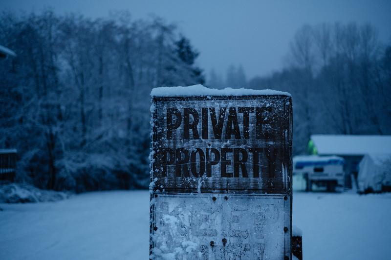 sign, frozen water, snow, storm, snowing, tree, extreme weather, tranquility, private, frozen, nature, melting, winter, housing, no people, architecture
