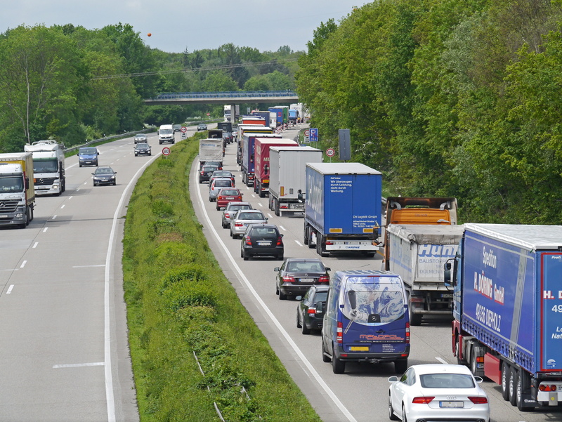 site, speed restriction, baustelle jam, outdoors, highway, davert, jam, city, transportation, motor vehicle, truck, münsterland, day, slow moving, street