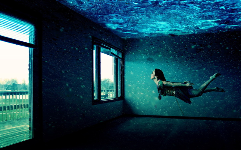 bathroom, side view, females, shirt, glass - material, indoors, underwater Diving, 2K, spooky, window, brunette, night, diving Into Water, adult, s, water