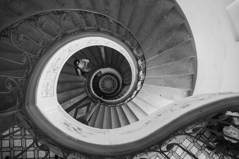 day, building, no people, shape, pattern, high angle view, indoors, spiral, stair, architecture, railing, spiral staircase, geometric shape, circle, steps and staircases