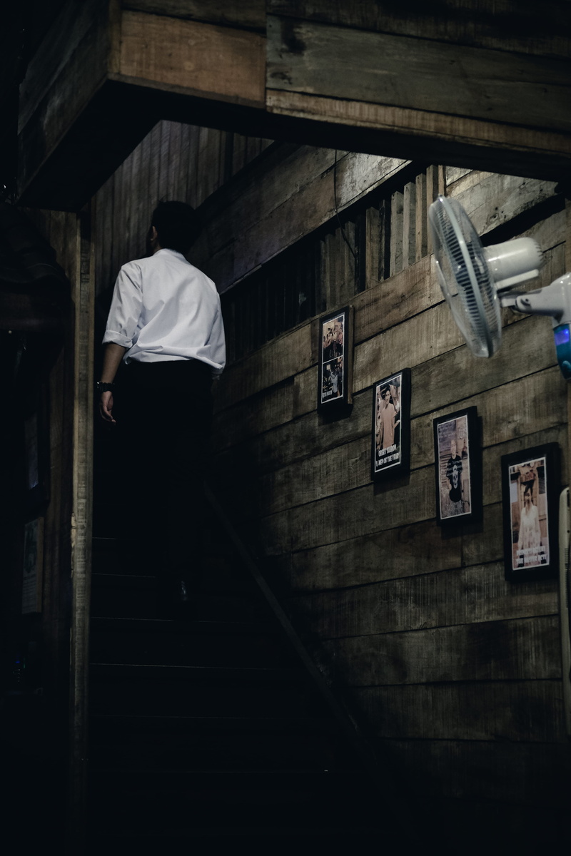 staircase, men, house, adults only, wood - material, real people, clothing, 4K, architecture, window, white, built structure, males, adult, communication