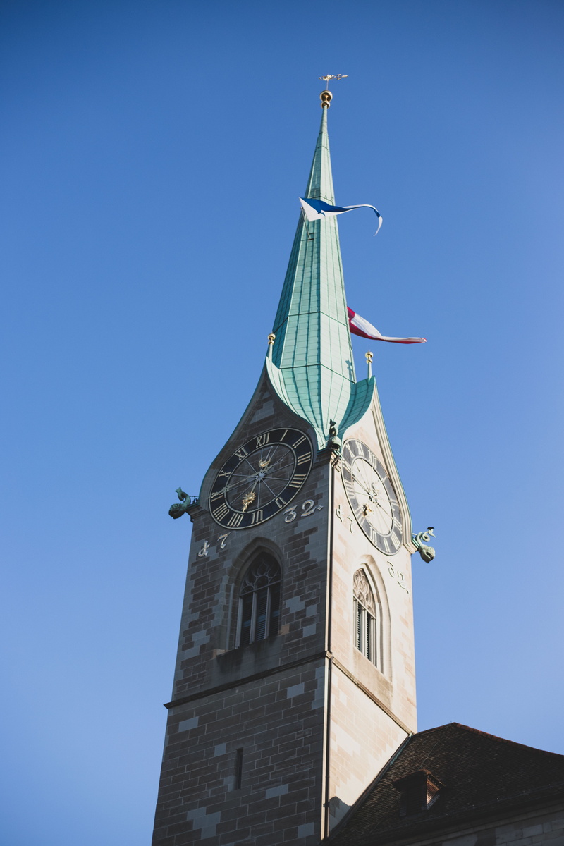 building, architecture, nature, place of worship, travel destinations, 5K, clock, religion, clock tower, day, blue, spire, switzerland, built structure