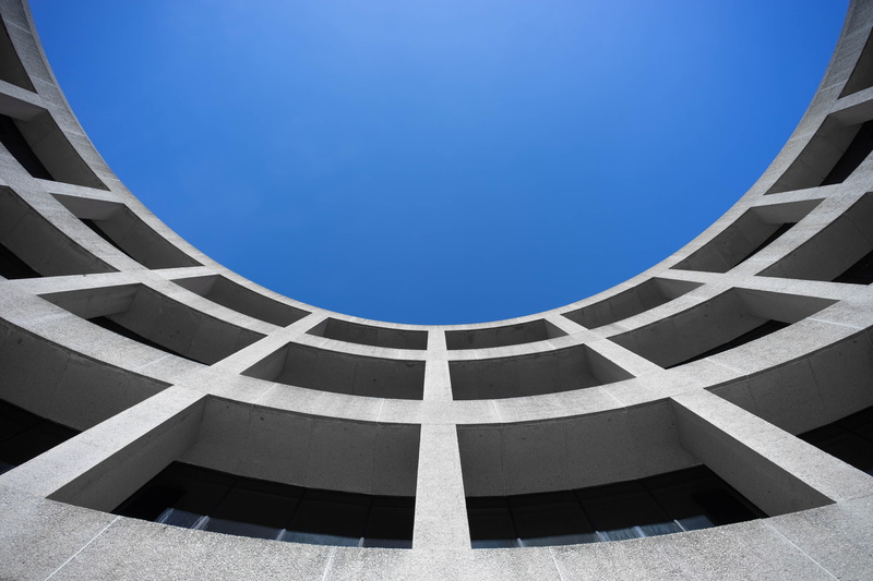 minimal, hirshhorn museum, building exterior, built structure, building, window, minimalism, simple, sunlight, blue, architecture, photography, gray, egg shape
