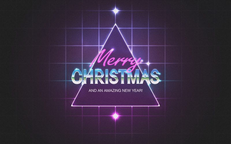 2K, Christmas, New Year, Merry Chrismas, squares, neon, triangle