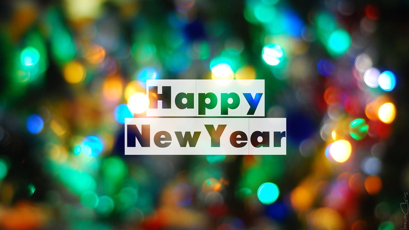 1080P, focus on foreground, new year, glowing, christmas Decoration, sign, economy, retail, night, bright, vibrant Color, new Years Eve, happy, year, defocused