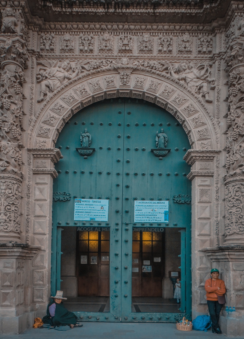 pavement, flagstone, representation, transportation, building exterior, person, walkway, ornate, no people, religion, built structure, catedral de cajamarca