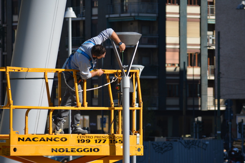 industry, man, built structure, one person, fixing, work, handrail, 4K, plumbing, paint, holding, equipment, occupation, gray, italy, worker, repairing