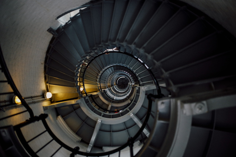 railing, banister, stairway, classical style, metal, spiral staircase, built structure, steps and staircases, flower, stairs, invertebrate, diminishing perspective