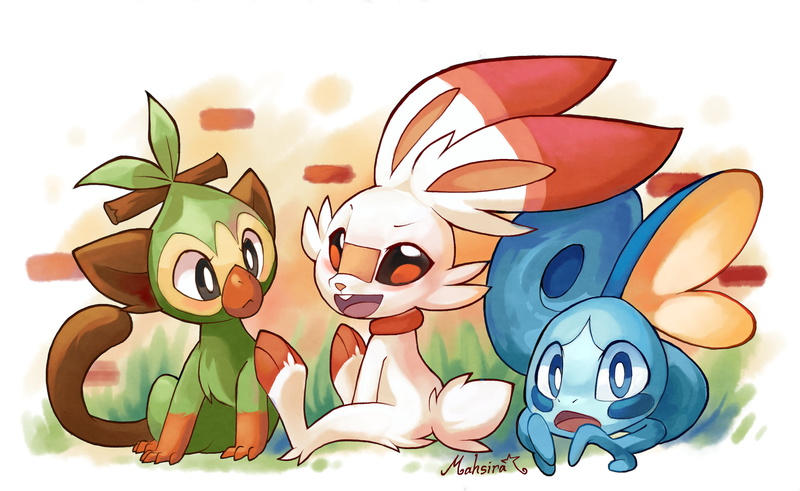 Pokémon, Pokémon: Sword and Shield, Sobble (Pokémon), Grookey (Pokémon), 2K, Scorbunny (Pokémon)