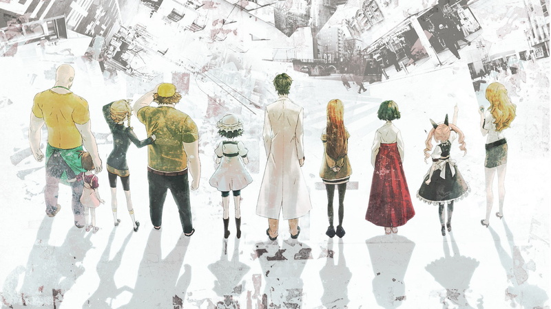 Okabe Rintarou, Amane Suzuha, Tennouji Nae, Steins;Gate, Kiryuu Moeka, 1080P, Shiina Mayuri, looking away, Hashida Itaru, Tennouji Yuugo, Makise Kurisu