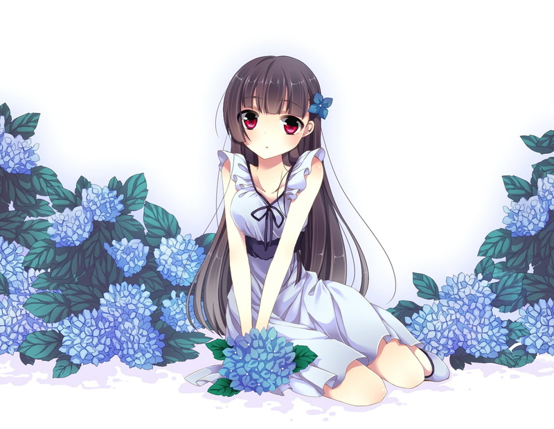 sankarea, character, one person, females, plant, flowers, young adult, outdoors, beautiful woman, female, purple, nature, girl, portrait, flower, beauty