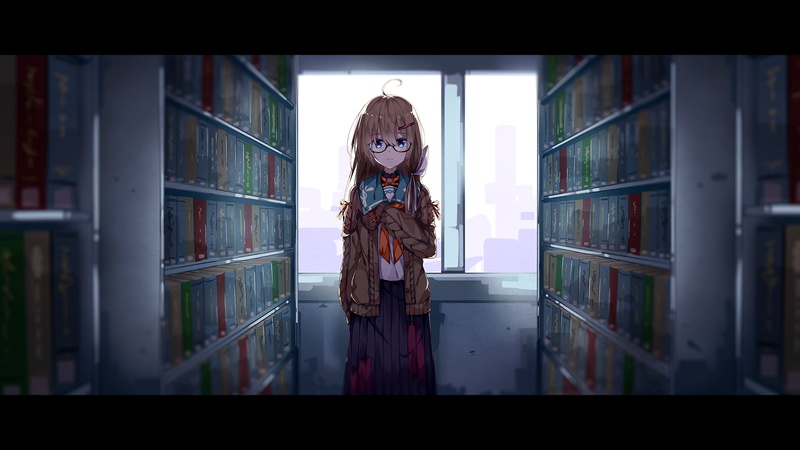 Nijisanji, 1080P, books, library, anime, book shelf, Virtual Youtuber, women with glasses, anime girls