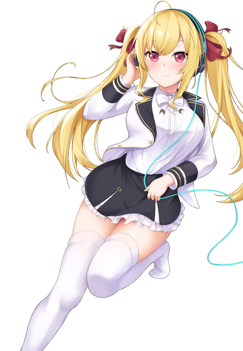 Takamiya Rion, skirt, Nijisanji, 1080P, red eyes, anime girls, white stockings