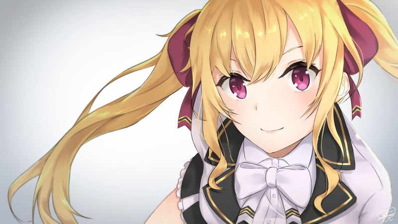 smiling, anime girls, 1080P, Nijisanji, Takamiya Rion, Shirayuiii, blonde