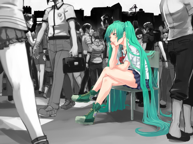 1080P, hatsune, hinomoto, eyes, madoka, seifuku, hair, twintails, long, vocaloid, miku, aqua, skirt