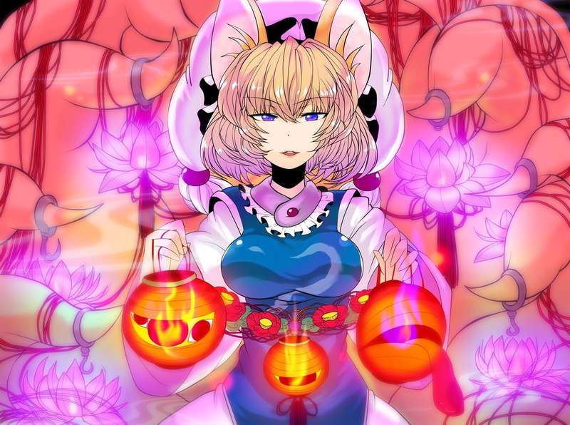 fox, ran, video, girls, anime, tails, games, yakumo, tabard, blondes, animal, hair, 720P, short, touhou, ears