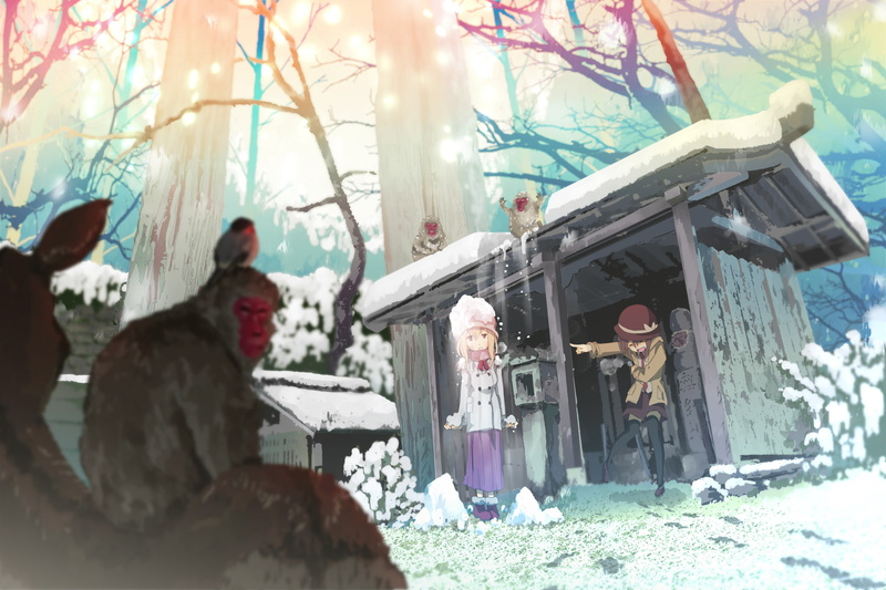 maribel, shinta, touhou, usami, han, hat, hmmuk, renko, 1080P, animal, tree, snow