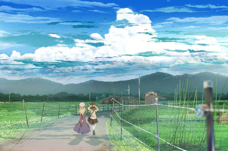 1080P, maribel, renko, usami, sky, landscape, girls, touhou, clouds, han, grass, shinta, scenic