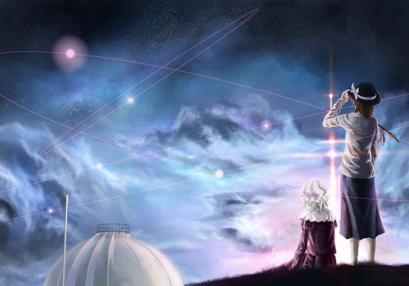 skirt, dress, usami, 720P, maribel, sky, renko, hat, akaikitsune, clouds, han, touhou