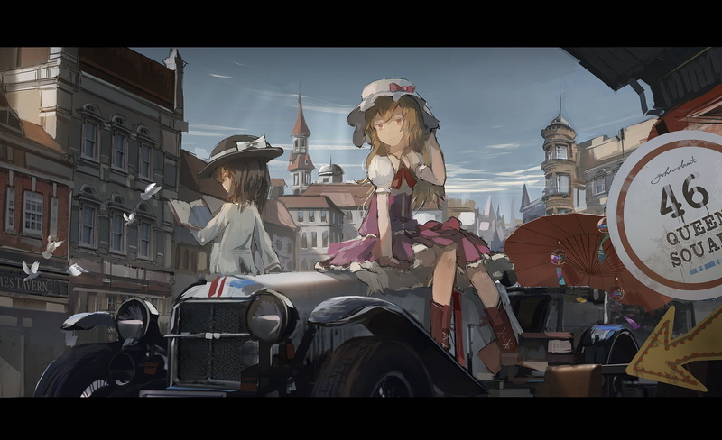 maribel, car, hair, usami, brown, han, 1080P, girls, touhou, short, blonde, renko, novelance, long