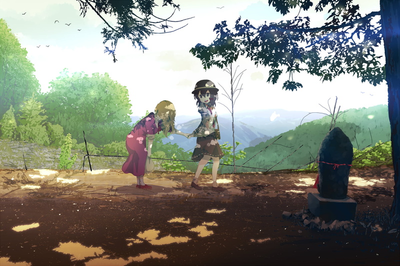 renko, full length, lifestyles, real people, group of people, growth, 1080P, mountain, women, people, land, usami, day, adult, touhou, shinta, sky, han